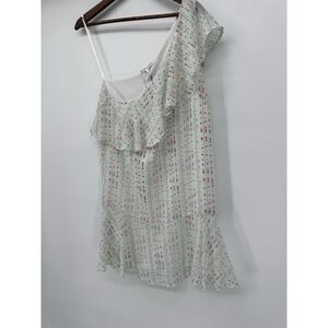 NWT BCBG‎ NEW YORK Women's One Shoulder Long Sleeve Ruched Mini Dress Blanc Sz 6